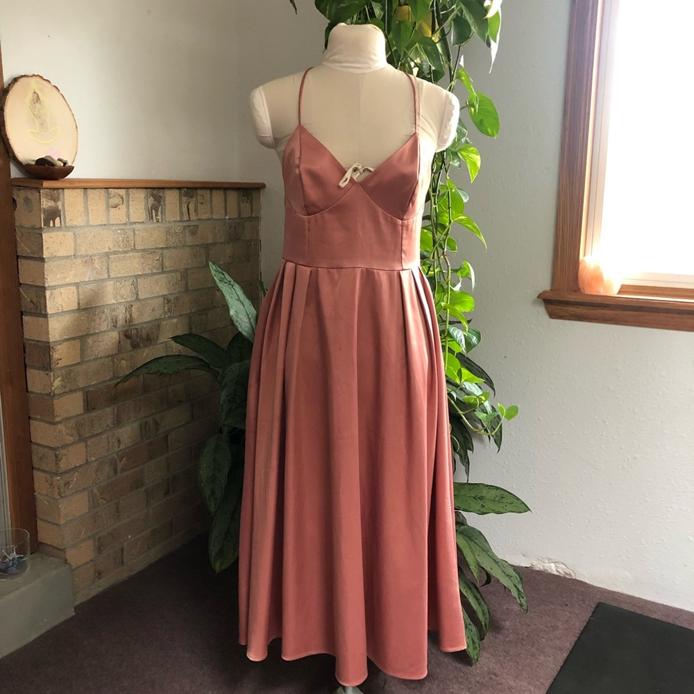 Dusty Pink Satin Evening Gown